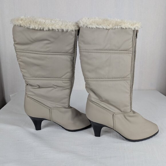 Vintage 80s 90s Fur Lined Gray Heeled Winter Boots Boundary Waters Womens Size 7 - Picture 2 of 16